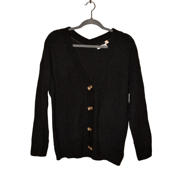 CLOTH BY DESIGN NEW $79 Long Sleeve V-Neck Button-Up Cardigan in‎ Charcoal Small - Picture 1 of 3